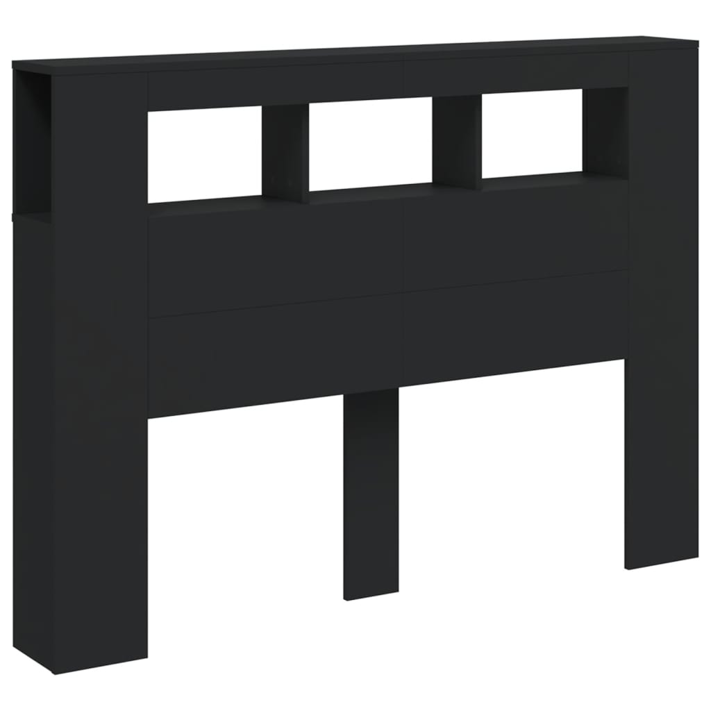 Sengegavl Med Led Svart 140X18,5X103,5 Cm Konstruert Tre