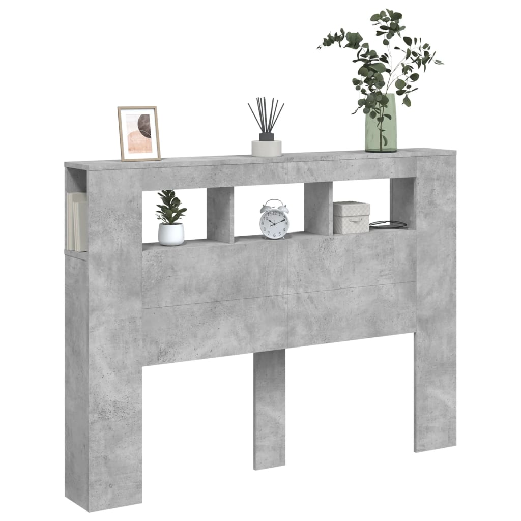 Sengegavl Med Led Betonggrå 140X18,5X103,5 Cm Konstruert Tre