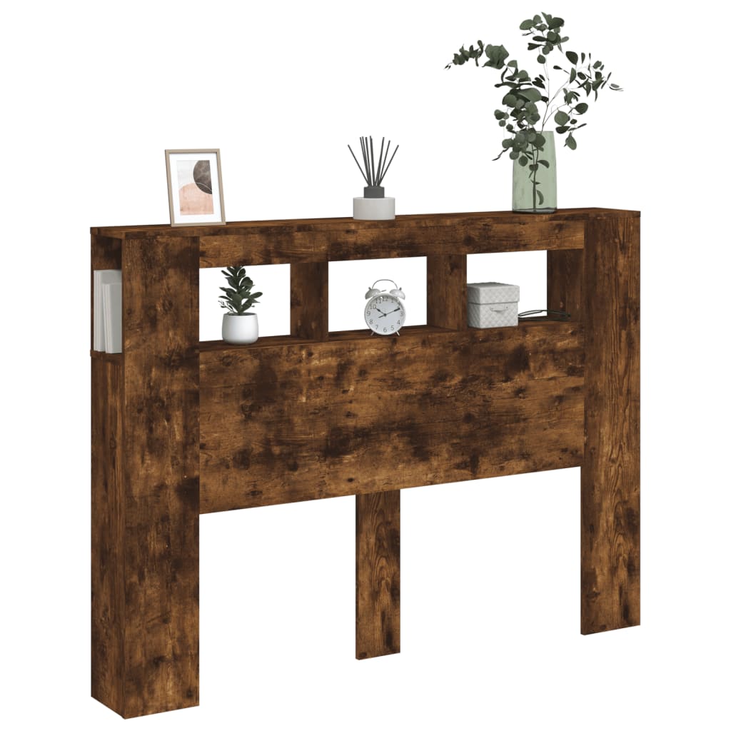 Sengegavl Med Led Røkt Eik 140X18,5X103,5 Cm Konstruert Tre