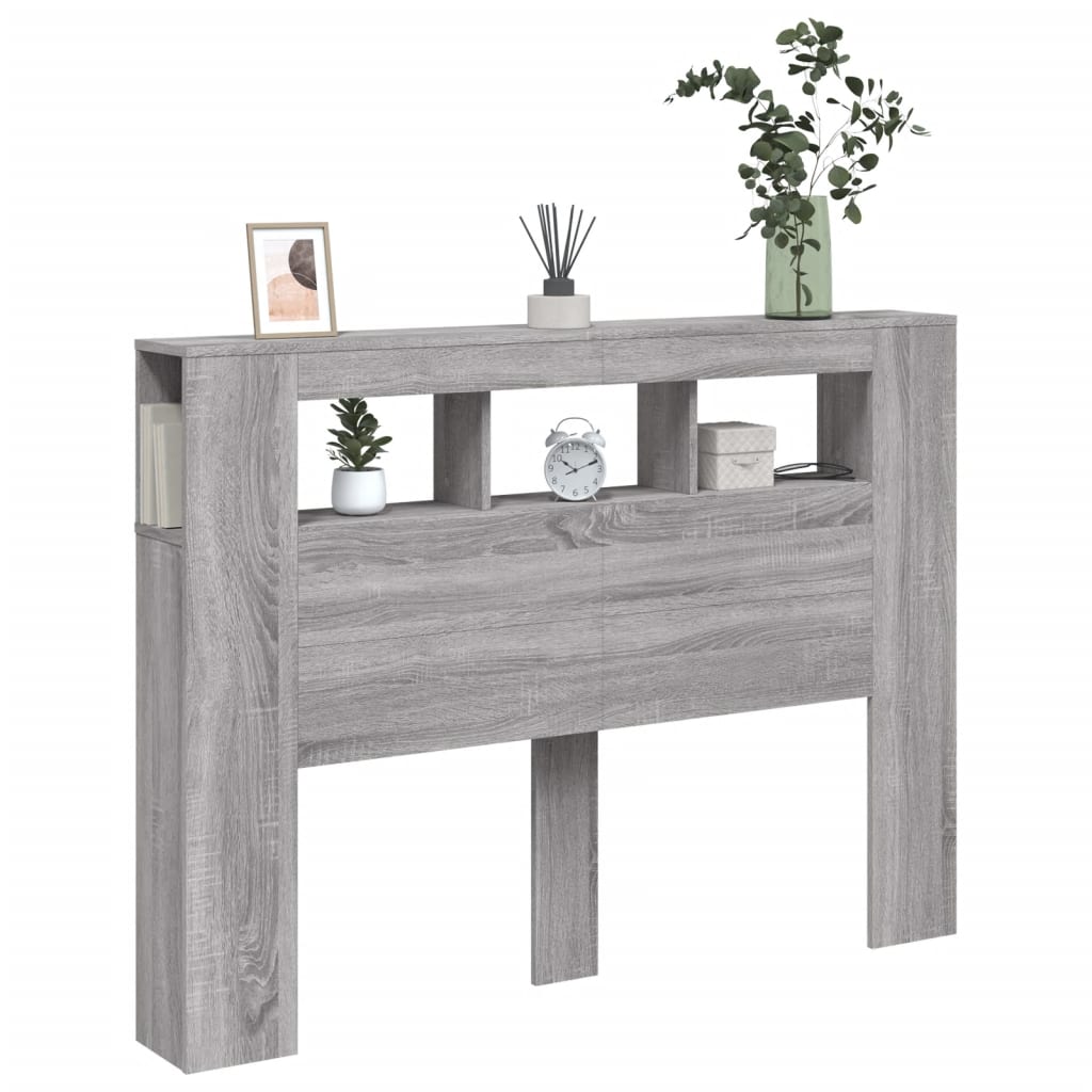Sengegavl Med Led Grå Sonoma 140X18,5X103,5 Cm Konstruert Tre
