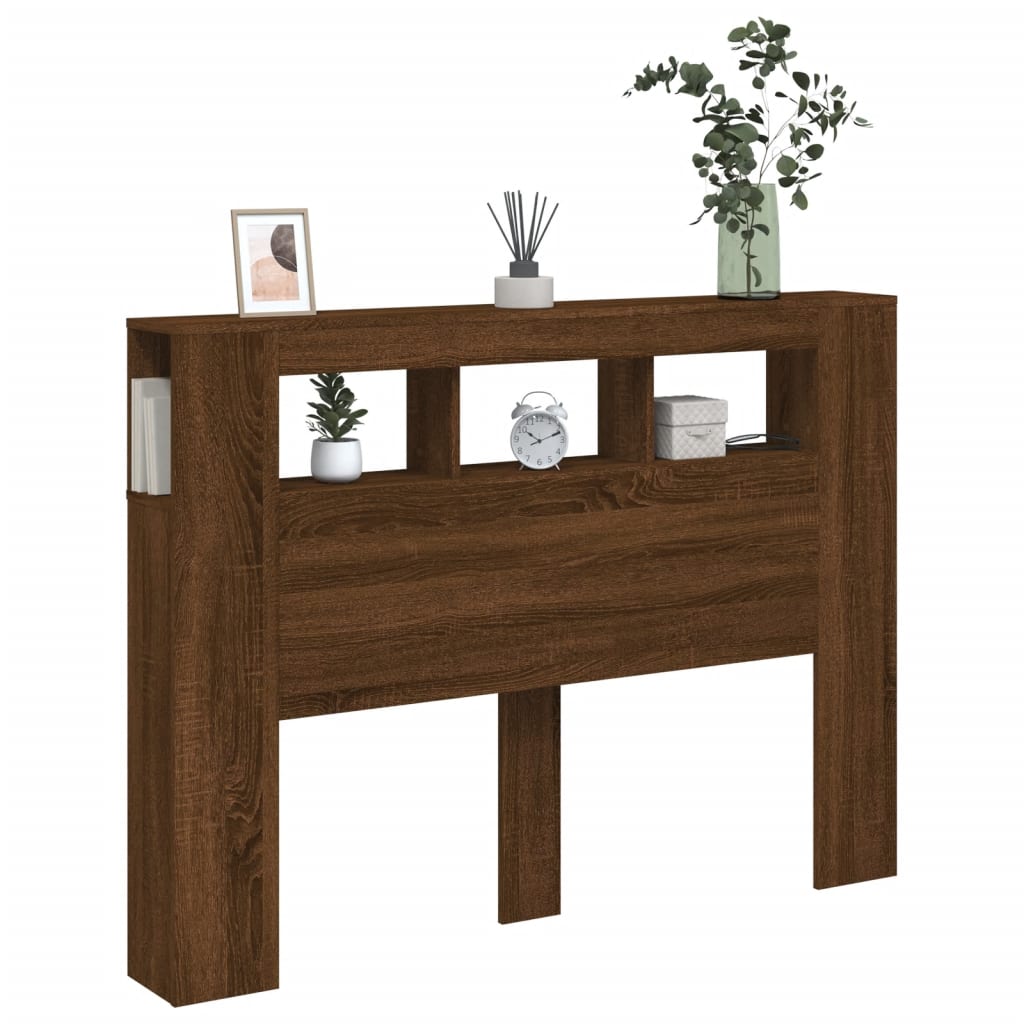 Sengegavl Med Led Brun Eik 140X18,5X103,5Cm Konstruert Tre
