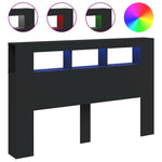 Sengegavl Med Led Svart 160X18,5X103,5 Cm Konstruert Tre