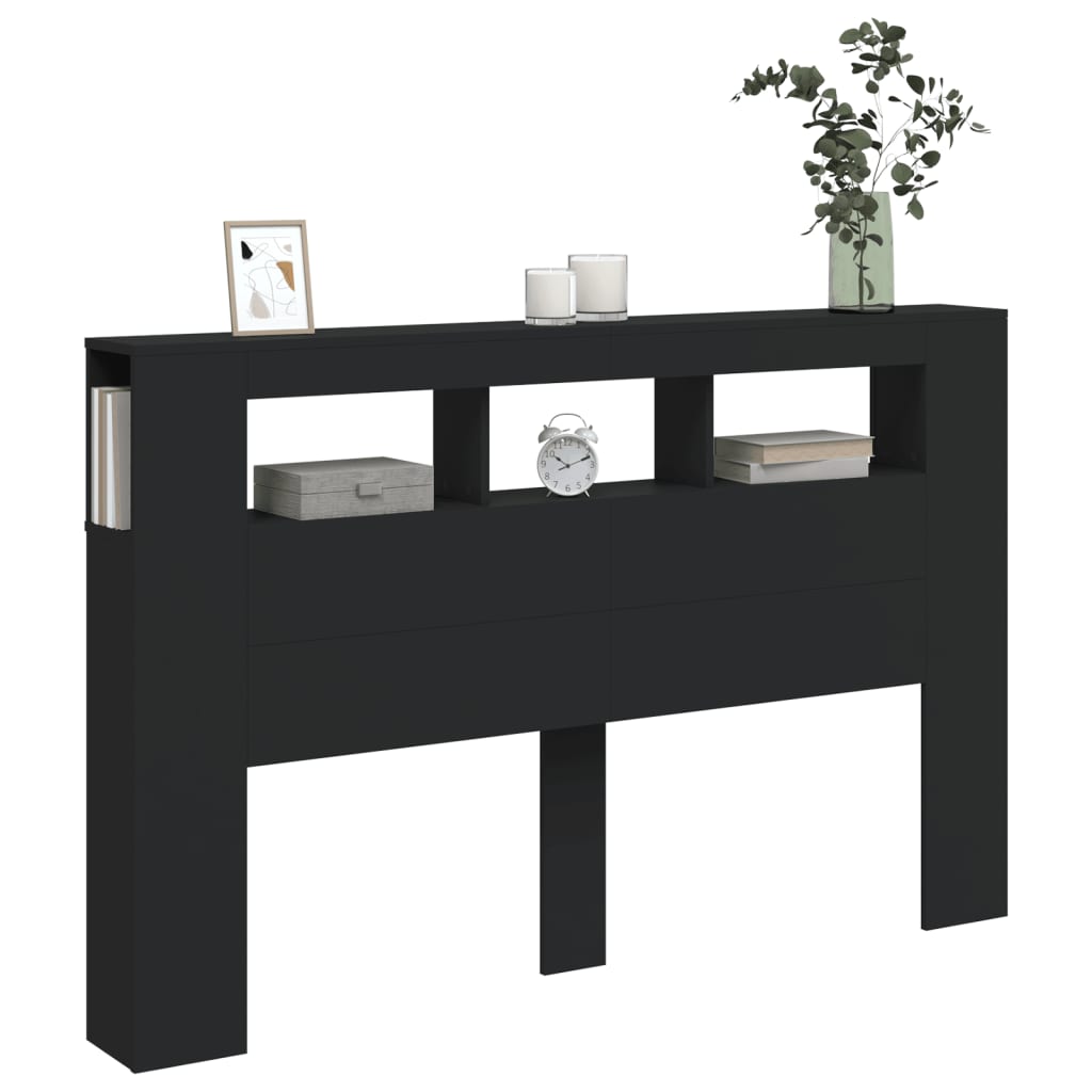 Sengegavl Med Led Svart 160X18,5X103,5 Cm Konstruert Tre