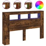 Sengegavl Med Led Røkt Eik 160X18,5X103,5 Cm Konstruert Tre