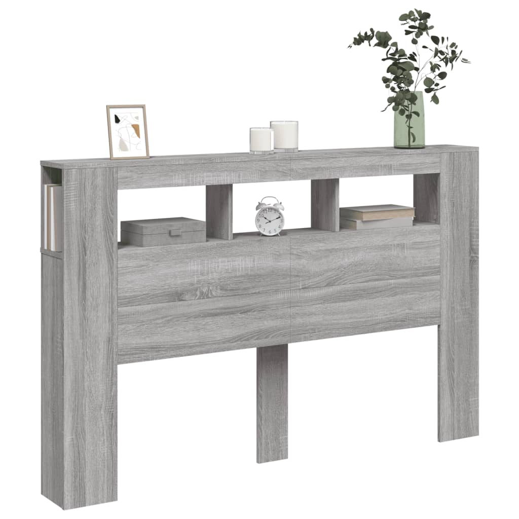 Sengegavl Med Led Grå Sonoma 160X18,5X103,5 Cm Konstruert Tre