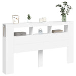 Sengegavl Med Led Hvit 180X18,5X103,5 Cm Konstruert Tre
