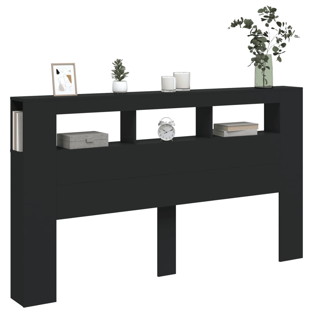Sengegavl Med Led Svart 180X18,5X103,5 Cm Konstruert Tre