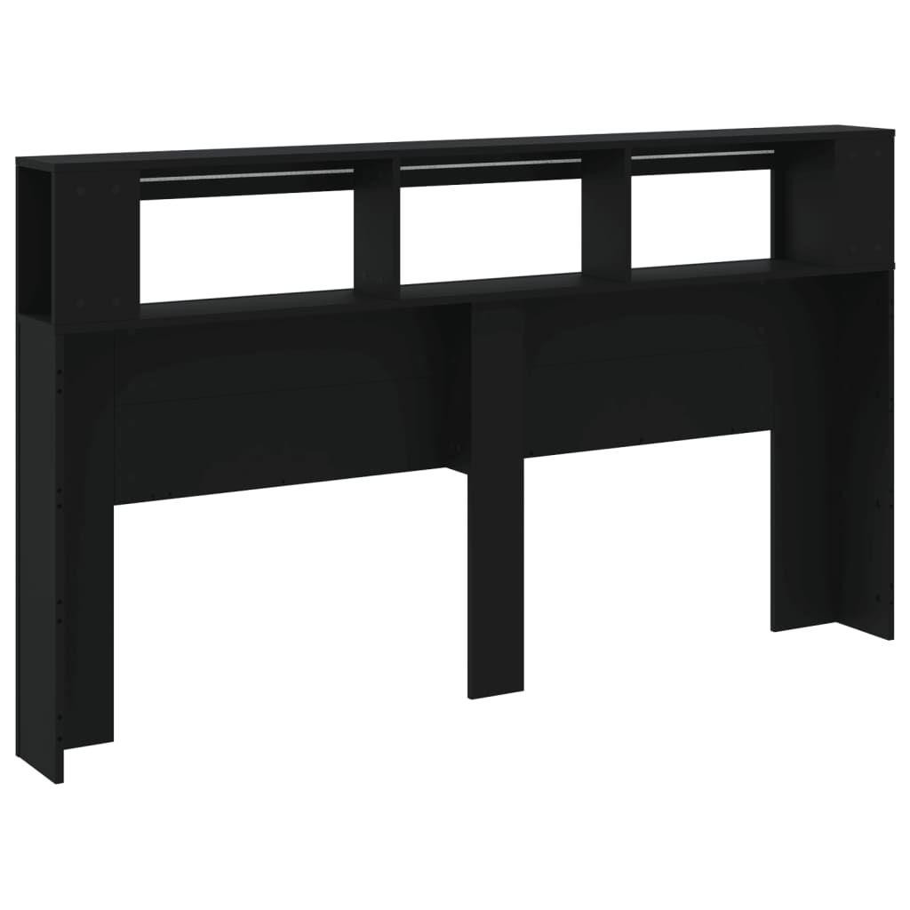 Sengegavl Med Led Svart 180X18,5X103,5 Cm Konstruert Tre