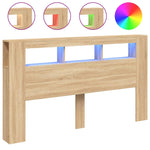Sengegavl Med Led Sonoma Eik 180X18,5X103,5 Cm Konstruert Tre