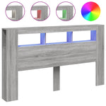 Sengegavl Med Led Grå Sonoma 180X18,5X103,5 Cm Konstruert Tre
