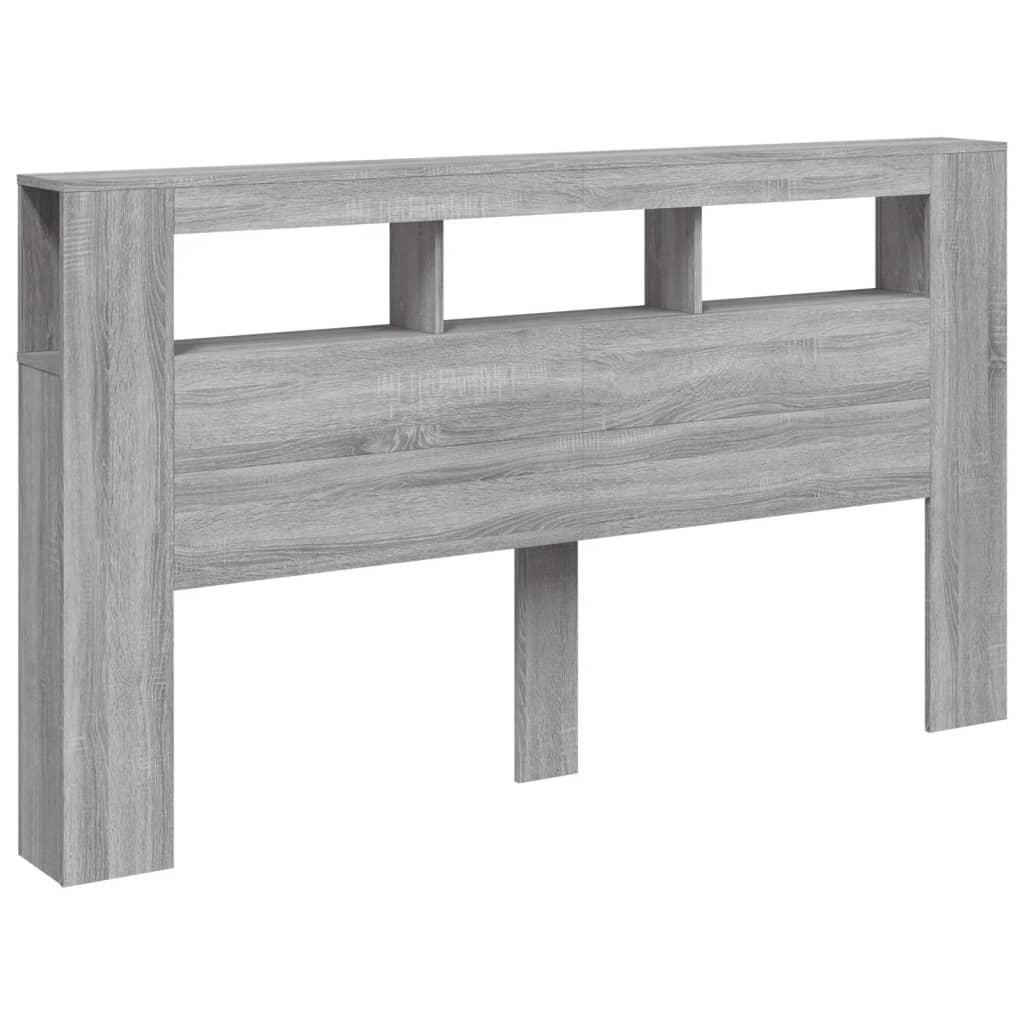 Sengegavl Med Led Grå Sonoma 180X18,5X103,5 Cm Konstruert Tre