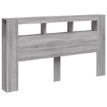 Sengegavl Med Led Grå Sonoma 180X18,5X103,5 Cm Konstruert Tre