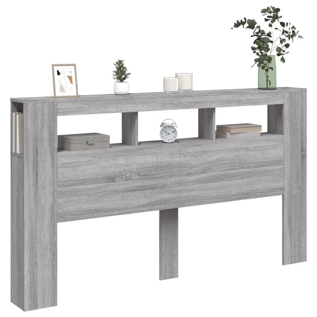 Sengegavl Med Led Grå Sonoma 180X18,5X103,5 Cm Konstruert Tre