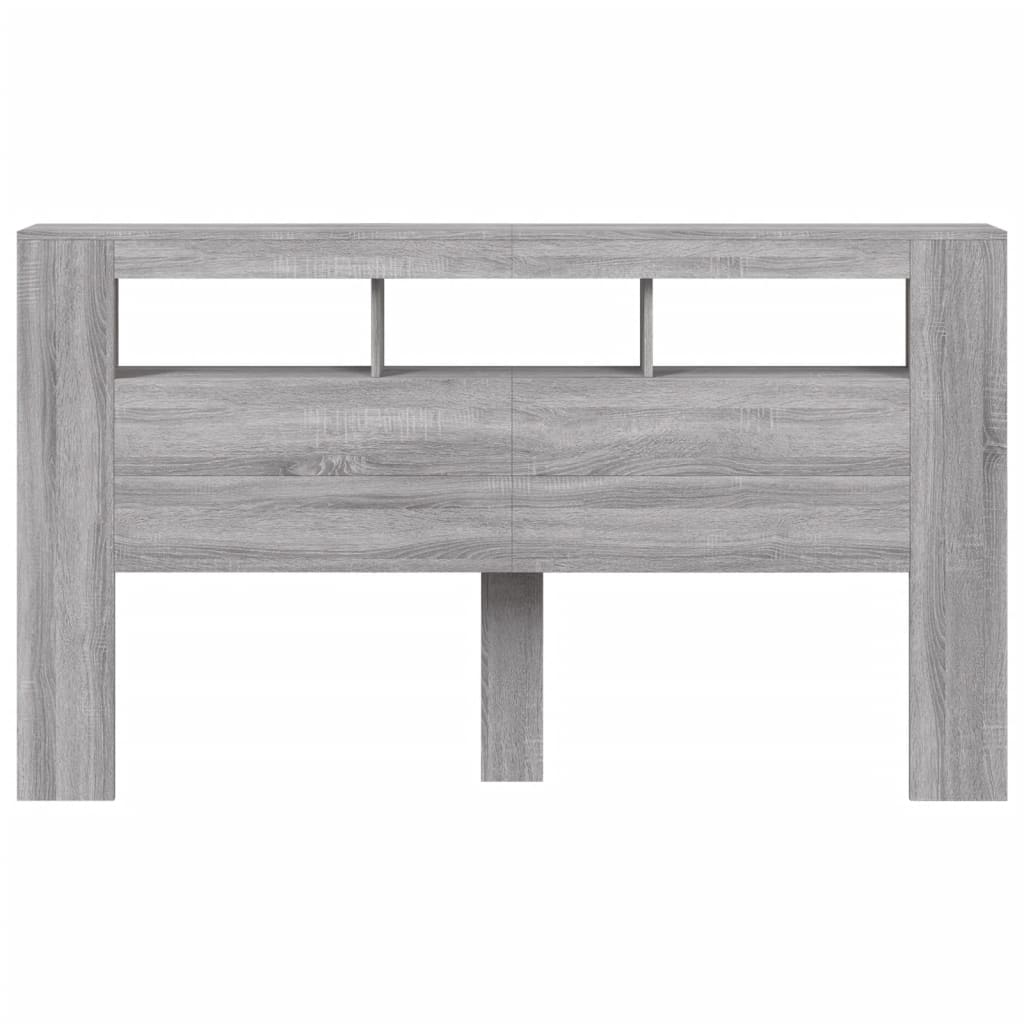 Sengegavl Med Led Grå Sonoma 180X18,5X103,5 Cm Konstruert Tre