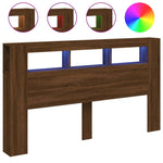 Sengegavl Med Led Brun Eik 180X18,5X103,5 Cm Konstruert Tre