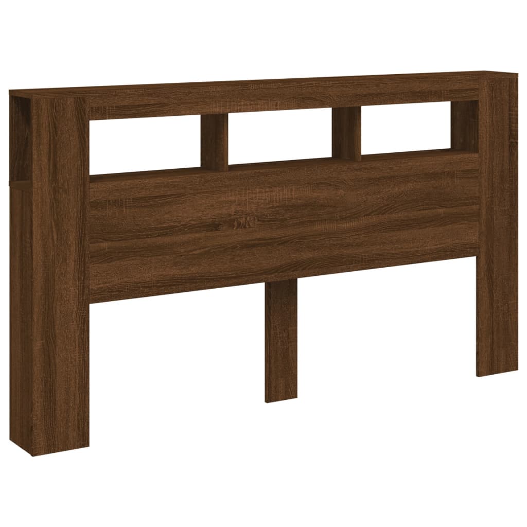 Sengegavl Med Led Brun Eik 180X18,5X103,5 Cm Konstruert Tre