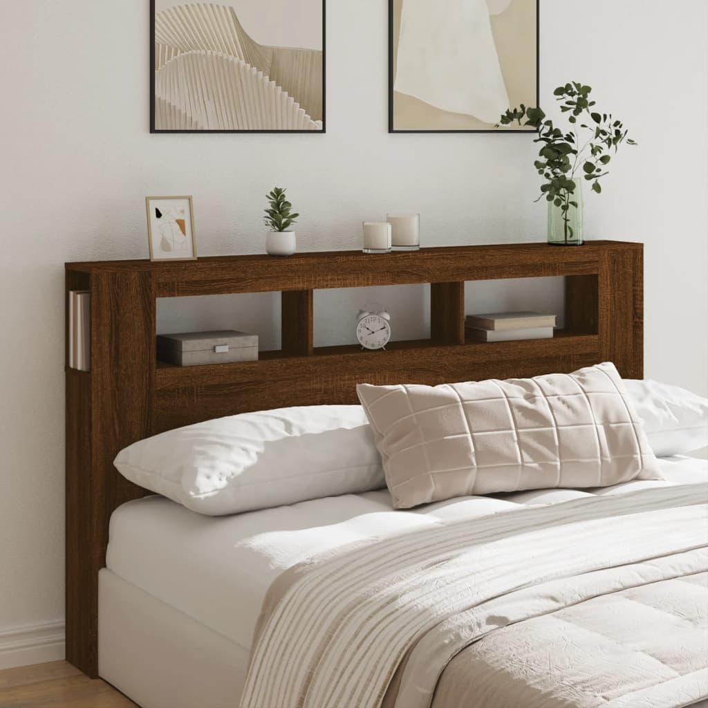 Sengegavl Med Led Brun Eik 180X18,5X103,5 Cm Konstruert Tre
