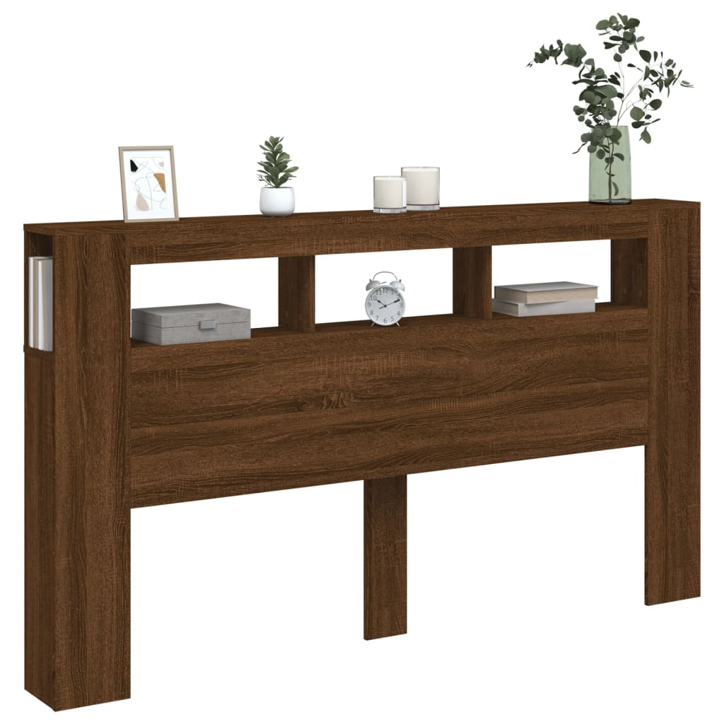 Sengegavl Med Led Brun Eik 180X18,5X103,5 Cm Konstruert Tre