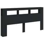 Sengegavl Med Led Svart 200X18,5X103,5 Cm Konstruert Tre