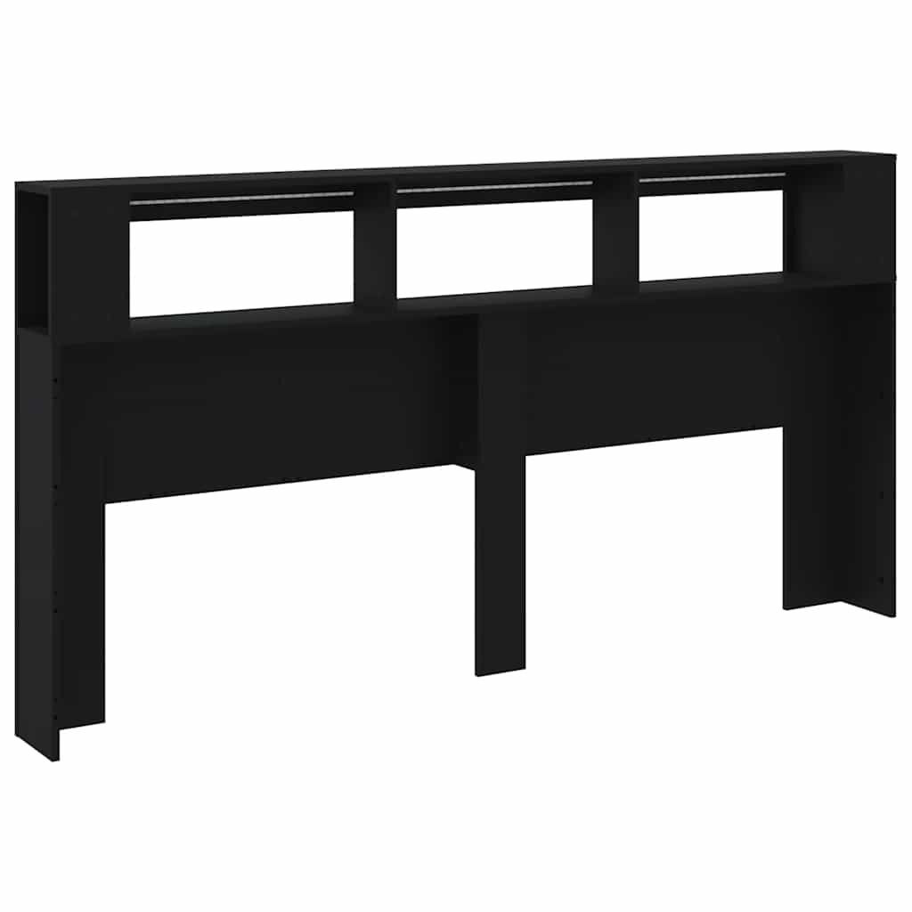 Sengegavl Med Led Svart 200X18,5X103,5 Cm Konstruert Tre