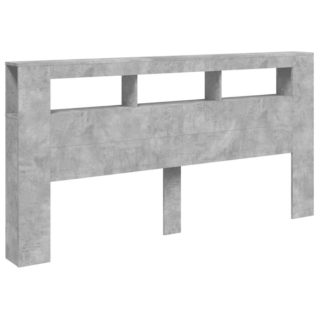 Sengegavl Med Led Betonggrå 200X18,5X103,5 Cm Konstruert Tre