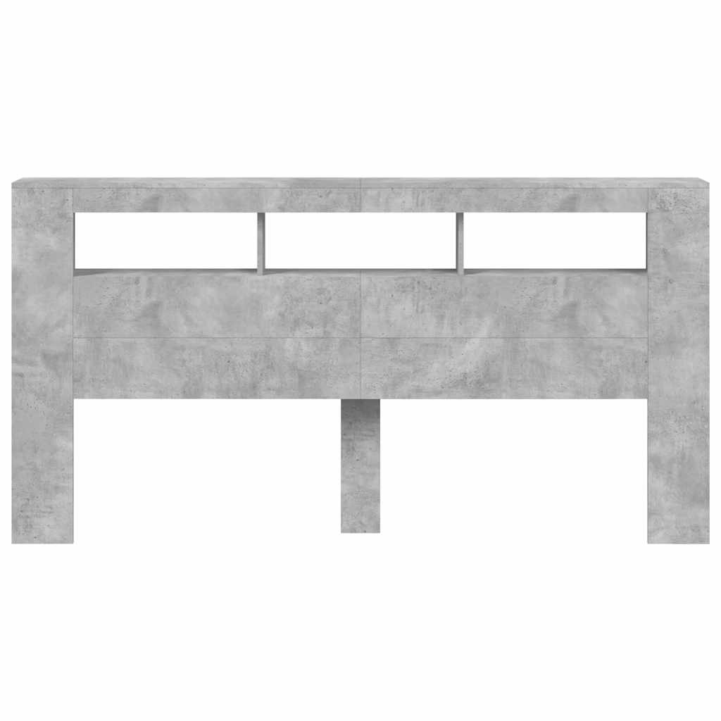 Sengegavl Med Led Betonggrå 200X18,5X103,5 Cm Konstruert Tre