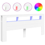 Sengegavl Med Led Hvit 220X18,5X103,5 Cm Konstruert Tre