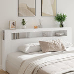 Sengegavl Med Led Hvit 220X18,5X103,5 Cm Konstruert Tre