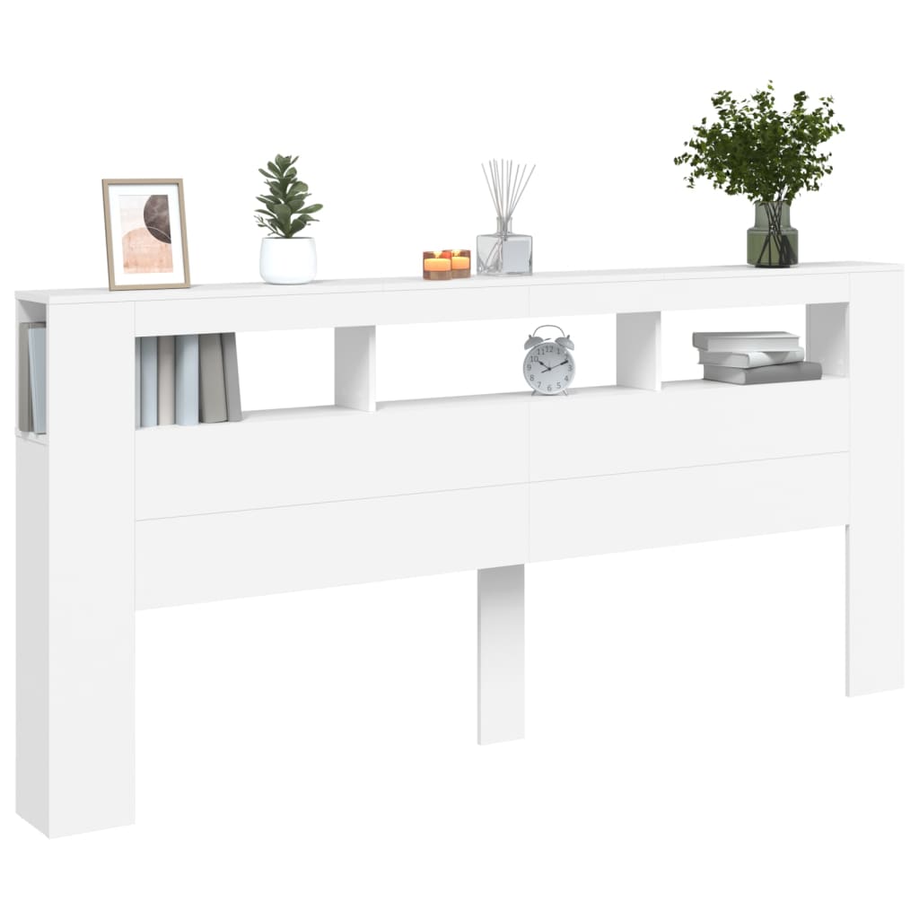 Sengegavl Med Led Hvit 220X18,5X103,5 Cm Konstruert Tre