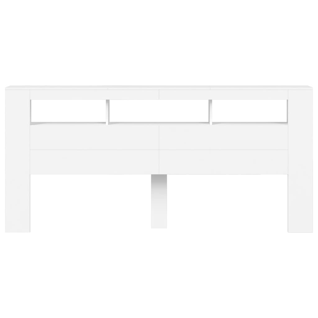 Sengegavl Med Led Hvit 220X18,5X103,5 Cm Konstruert Tre