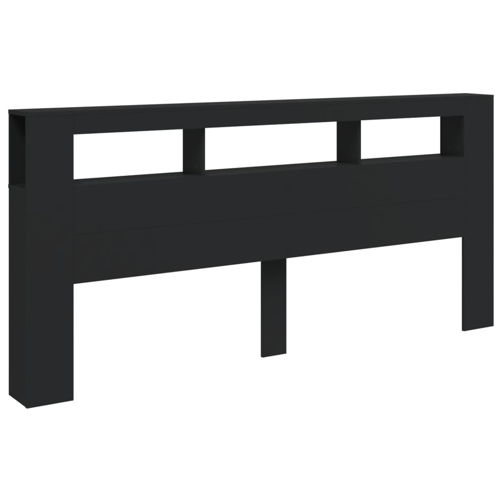 Sengegavl Med Led Svart 220X18,5X103,5 Cm Konstruert Tre