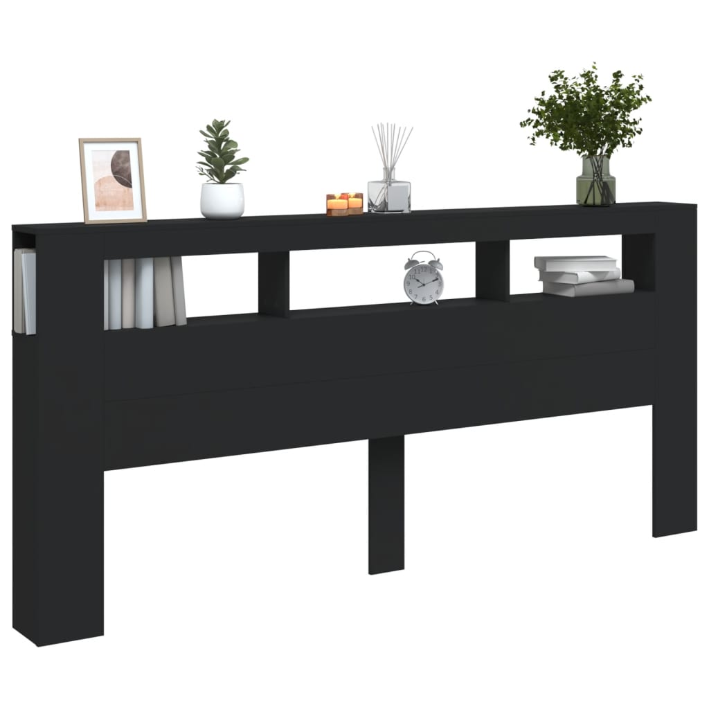 Sengegavl Med Led Svart 220X18,5X103,5 Cm Konstruert Tre