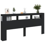 Sengegavl Med Led Svart 220X18,5X103,5 Cm Konstruert Tre