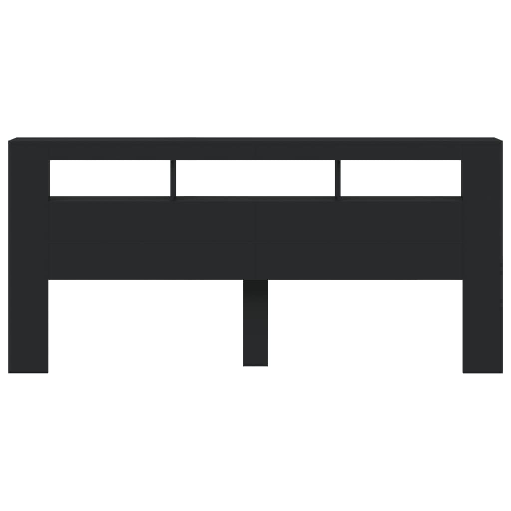 Sengegavl Med Led Svart 220X18,5X103,5 Cm Konstruert Tre