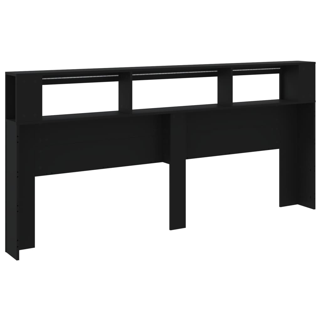 Sengegavl Med Led Svart 220X18,5X103,5 Cm Konstruert Tre