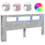 Sengegavl Med Led Betonggrå 220X18,5X103,5 Cm Konstruert Tre