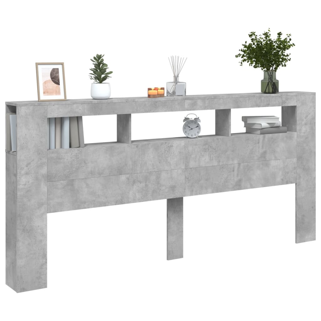 Sengegavl Med Led Betonggrå 220X18,5X103,5 Cm Konstruert Tre