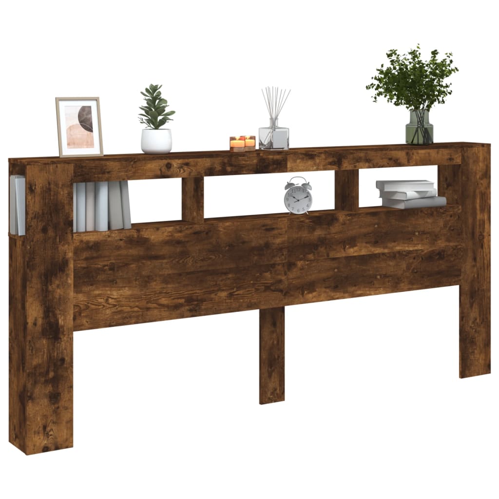Sengegavl Med Led Røkt Eik 220X18,5X103,5 Cm Konstruert Tre