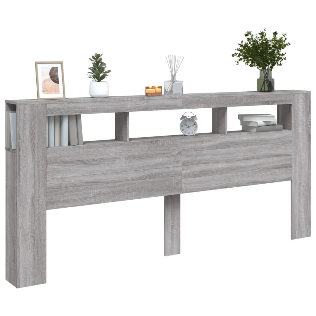 Sengegavl Med Led Grå Sonoma 220X18,5X103,5 Cm Konstruert Tre