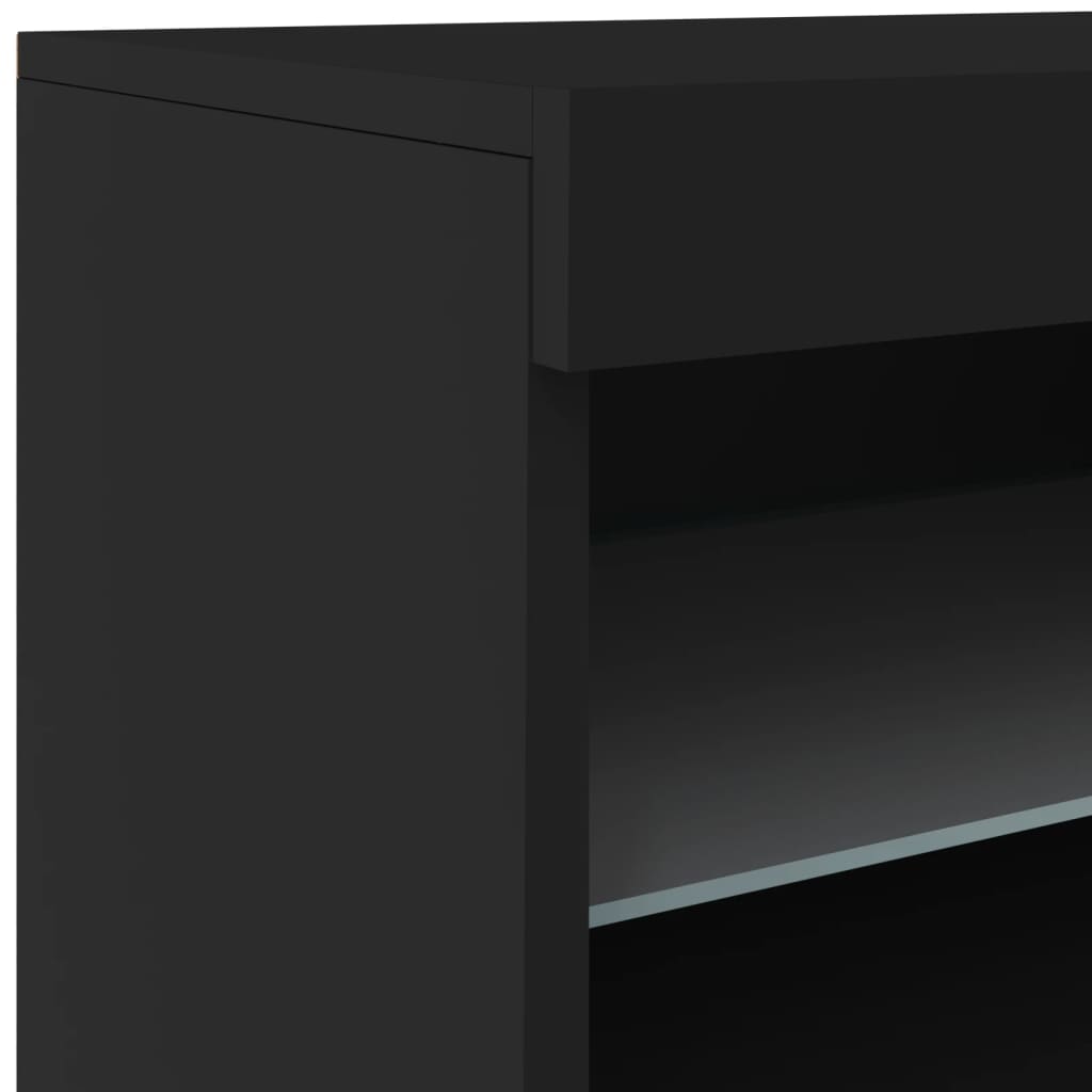 Skjenk Med Led-Lys Svart 162X37X67 Cm