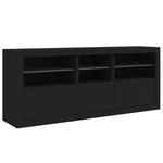 Skjenk Med Led-Lys Svart 162X37X67 Cm