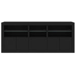 Skjenk Med Led-Lys Svart 162X37X67 Cm