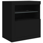 Skjenk Med Led-Lys Svart 162X37X67 Cm