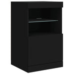 Skjenk Med Led-Lys Svart 162X37X67 Cm