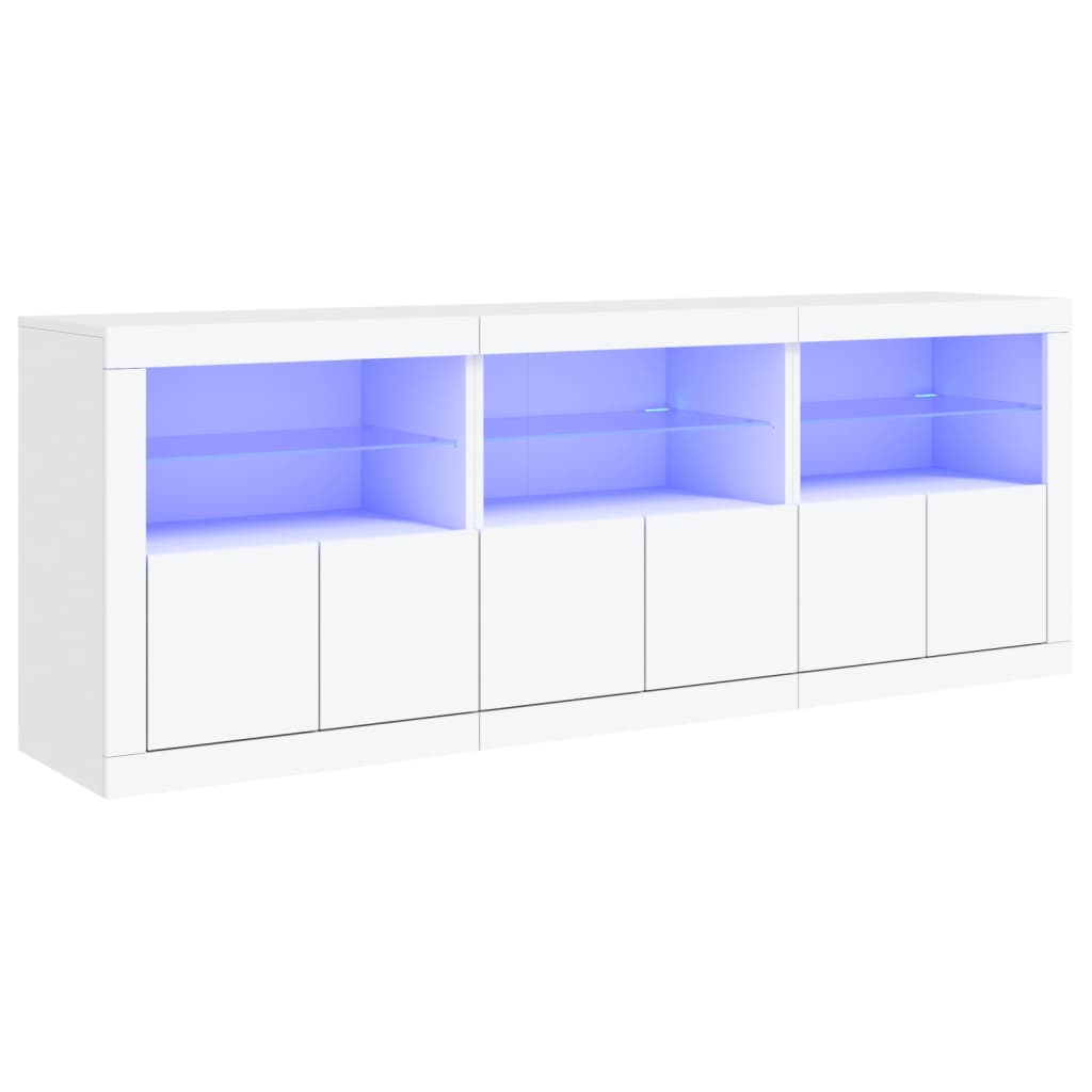 Skjenk Med Led-Lys Hvit 181,5X37X67 Cm