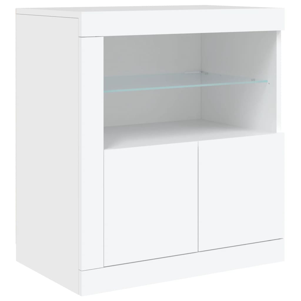 Skjenk Med Led-Lys Hvit 181,5X37X67 Cm