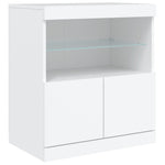 Skjenk Med Led-Lys Hvit 181,5X37X67 Cm