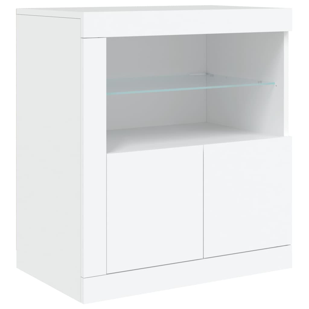 Skjenk Med Led-Lys Hvit 202X37X67 Cm