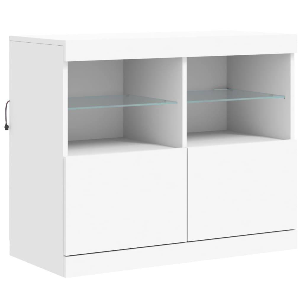 Skjenk Med Led-Lys Hvit 202X37X67 Cm