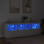 Skjenk Med Led-Lys Hvit 202X37X67 Cm